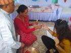 I celebrated Dashain by receiving tika from my host parents