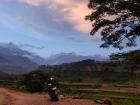 Sudin’s motorbike makes it a lot easier to travel to gorgeous destinations like this one