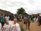 Gathering our supplies in Manombo village before our hike up to camp 