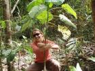 Here I am, demonstrating how to safely "hug" a stinging tree in Australia