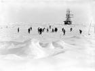 The crew of Endurance pause to play a game of soccer on top of the frozen Weddell Sea