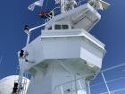 The highest places on the ship are loaded with scientific and communications equipment