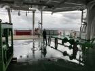 This is the aft/poop deck, and when the ship slowed down, we dumped the buoys straight over that red barrier  on the stern
