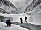 Near Camp 2 there are massive crevasses, or cracks, in the glaciers; They are so wide that the only way to get across them is to lay ladders flat from one side to the other
