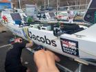 The team inspects HMS Oardacious' hull