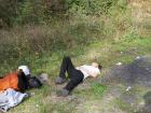 Taking a nap on the Camino de Santiago