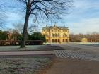 One of Augustus's residences in the Grosse Garten where people stroll eating ice cream or have picnics by the fountains in the summer