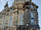 The famous Frauenkirche showing the original black stones that were charred in the bombing