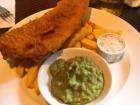 The fish n' chips with mushy peas at the Shepherd's Tavern