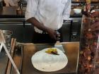 Chef preparing a "dosa," which is a very popular southern Indian dish