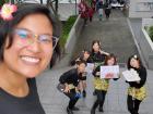 Selling chicken and shrimp at a university festival with one of the clubs, Waseda International Circle