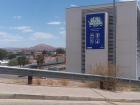 A sign on Windhoek's City Hall, reminding residents of the drought and the need to use water carefully