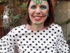 Me in traditional "Dia de Los Muertos" face paint, preparing to dance for Namibians! 