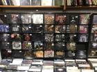 A picture of a wall full of metal CDs in a local record and CD store in Oulu