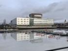 A picture of Oulu public library. It sits on the shore of Oulujoki