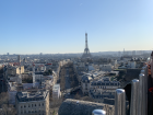 The view of the Eiffel Tower from the top of L'arc de Triomphe
