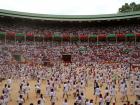 The Plaza de Toros filled with bull runners and spectators