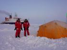 This tent ("Droneville") alongside Polarstern is where John Cassana and Gina Josef operate the DataHawk drone 