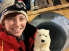 My friendly stuffed animal polar bear named Bjørn helped me collect samples of seawater, sea ice, and snow