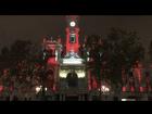 Photo of the government building that lit up red lights for the Chinese New Year