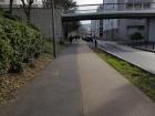 The bike lane and sidewalk toward my school