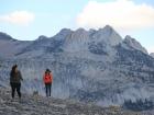 Hiking on the trail to Mt. Whitney, which is visible in the background