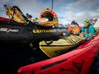 Inspiring Explorer Laurette is boarding her kayak from the zodiac