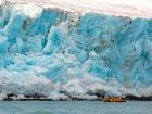 On the zodiac as we pass large Antarctic glaciers