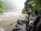 Jen and Roz beneath Victoria Falls