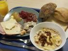 This is my very first Swedish breakfast! There is yogurt in the bowl. Can you find the pickled herring and fish paste?