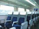The inside of a bullet train! Since you normally use passes for bullet trains instead of tickets, bullet trains are not as crowded as planes and are more relaxing