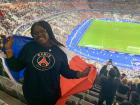 To show my support for the French team, I painted the French flag on my cheeks, wore my PSG shirt and waved my huge flag! 