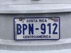 A Costa Rican license plate from the car we rented
