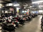 The motorbike parking garage under a mall