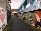 An alleyway in Chiang Mai decorated with street art