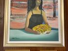 A painting of a Roman lady eating carbonara!