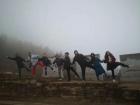 My friends and I at the foggy mountain top of the Concubine's Tomb