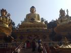 The base of Swayambhunath Stupa, an ancient Buddhist temple complex named for the beautiful trees that are found there