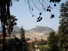 A strip-mined mountain in the distance