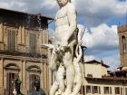 The sparkling water fountain is hidden behind this statue in Piazza della Signoria