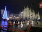 The Christmas tree in Milan, Italy, was a giant digital tree made entirely of lights, next to the famous "Duomo" (cathedral)