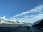 The Swiss Alps as seen from the highway leading into Switzerland 