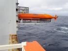Here is an autonomous underwater vehicle (AUV) getting ready to go into the ocean