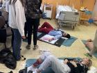 My American friend's nursing students taught my students CPR and First-Aid (it's fake blood!)