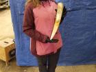 Marina holding a walrus tusk (Photo: Kevin Barry)