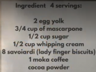 Tiramisu ingredients