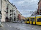 This is what a tram looks like going through major busy areas