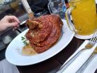 A popular dish in Germany is "Schweinshaxe," the knuckle of the pig