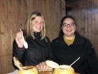 My two friends eating soup in a bread bowl!
