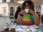 Here I am in a cafe, sipping on a melange (a type of coffee famous in Vienna)